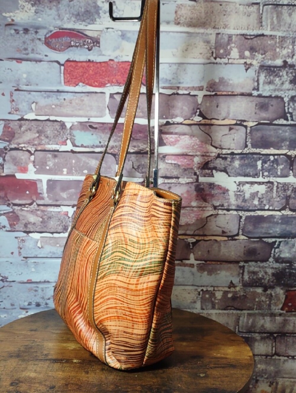 Patricia Nash "Benvenuto" Wavy Stripe Leather Tote - Picture 7 of 13